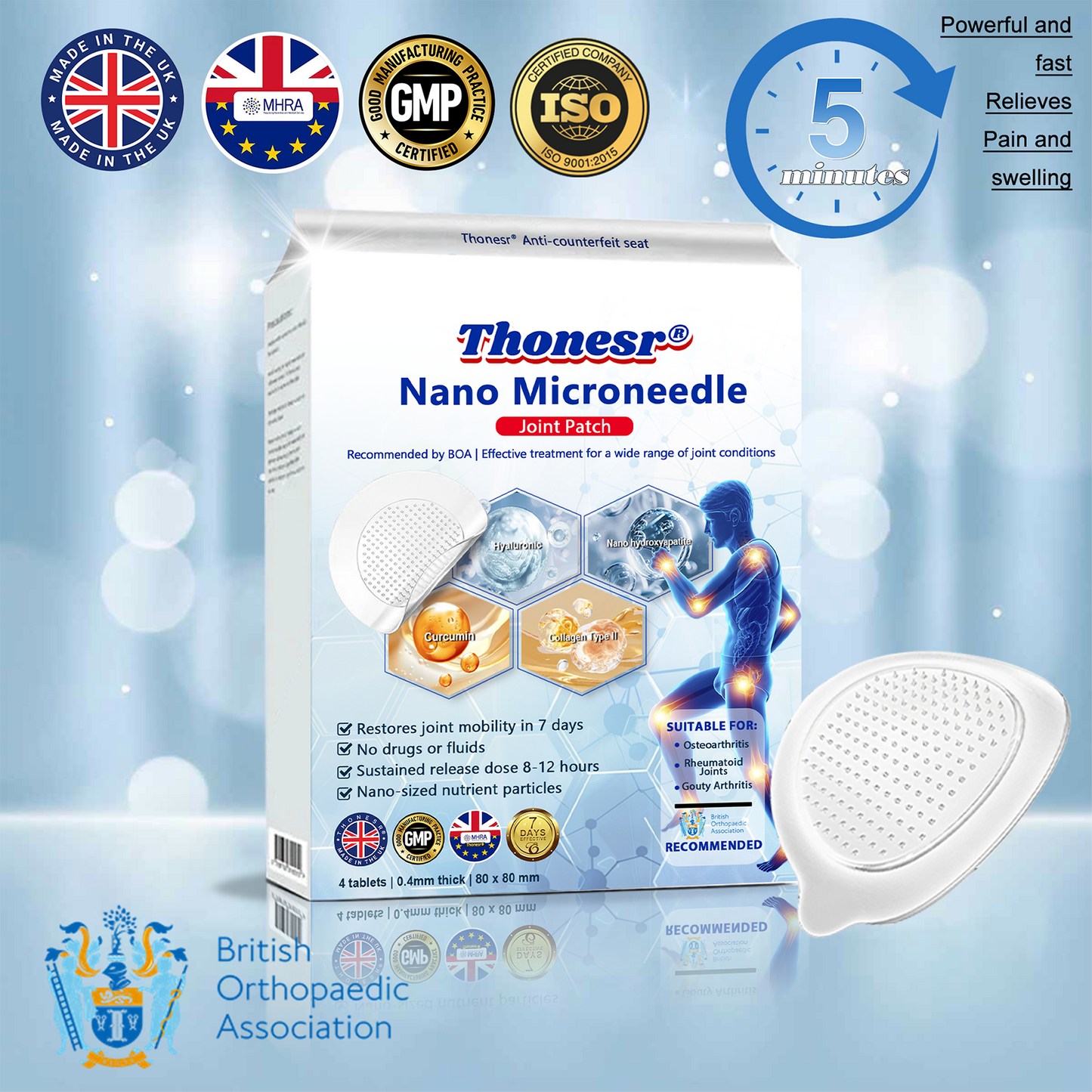 Official Store 🏃♀️ Recommended by AOA 💪Thonesr® Nano-microneedle joint patch (Painless, long-lasting, suitable for arthritis, varicose veins and various orthopedic diseases)【Last 30 min Flash Sale】