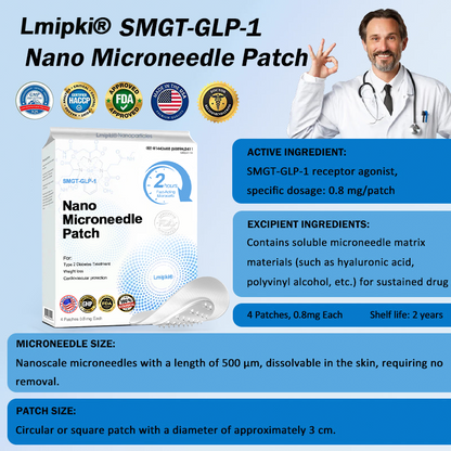 [Lmipki® Official Store】👨🏻‍⚕️𝐍𝐚𝐧𝐨 𝐌𝐢𝐜𝐫𝐨𝐧𝐞𝐞𝐝𝐥𝐞 𝐏𝐚𝐭𝐜𝐡 𝐰𝐢𝐭𝐡 𝐒𝐌𝐆𝐓-𝐆𝐋𝐏-𝟏&𝐌𝐚𝐭𝐫𝐢𝐱𝐲丨𝟑𝟎𝟎𝟎-𝐒𝐥𝐢𝐦𝐦𝐢𝐧𝐠, 𝐒𝐤𝐢𝐧 𝐓𝐢𝐠𝐡𝐭𝐞𝐧𝐢𝐧𝐠, 𝐁𝐥𝐨𝐨𝐝 𝐒𝐮𝐠𝐚𝐫 𝐒𝐮𝐩𝐩𝐨𝐫𝐭, 𝐍𝐨 𝐈𝐧𝐣𝐞𝐜𝐭𝐢𝐨𝐧, 𝟕-𝐃𝐚𝐲 𝐑𝐞𝐬𝐮𝐥𝐭