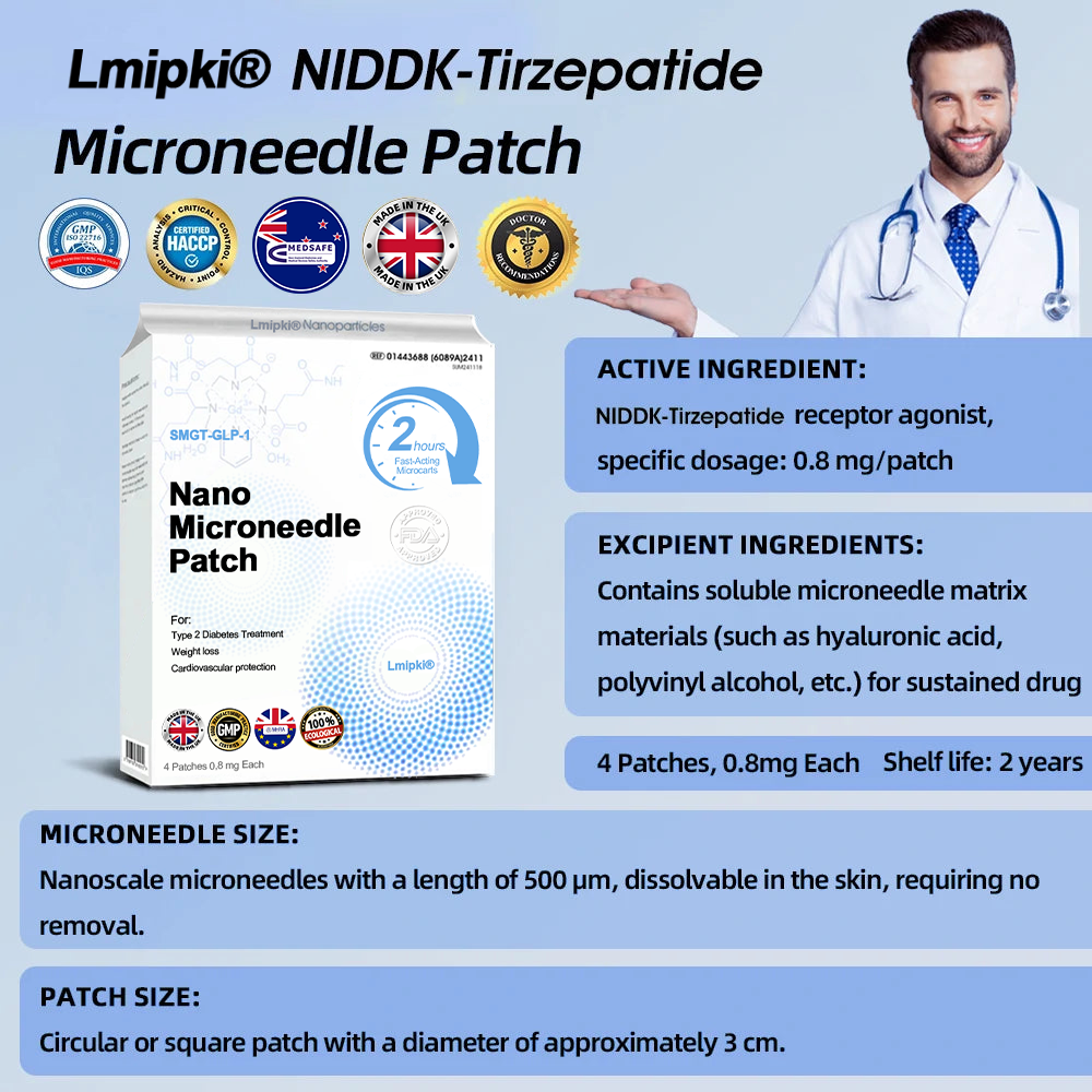 【Lmipki® Official Store🇬🇧】NIDDK-Tirzepatide Nano Microneedle Patch （Zero Pain, 24/7 Release | Lose 20lbs FAST | 90% Sugar Drop | ）🔄