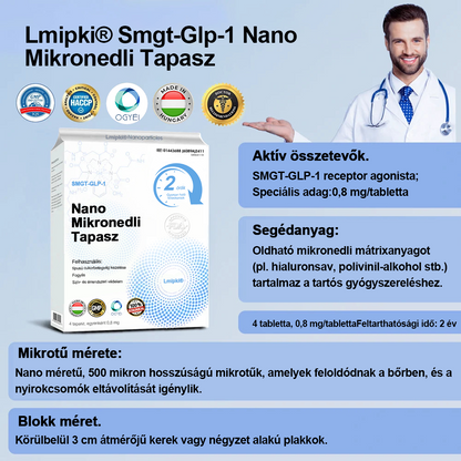 【Lmipki® hivatalos áruház】🎉Lmipki® Smgt-Glp-1 Nano Mikronedli Tapasz（Nulla fájdalom, 24/7 felszabadítás | Fogyjon 10 kg Gyorsan | 90% cukorcsökkenés | ）🚗