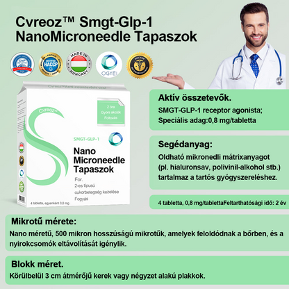 Cvreoz™ Smgt-Glp-1 Nano Microneedle Tapaszok (Fájdalommentes, hosszan tartó, a cukorbetegség, az elhízás és a szív- és érrendszeri betegségek kezelésére)👨‍⚕️